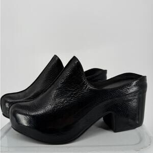 Rachel Comey Dakota Wrapped Clogs Black Shiny Leather Size 9.5 Slip On Platform